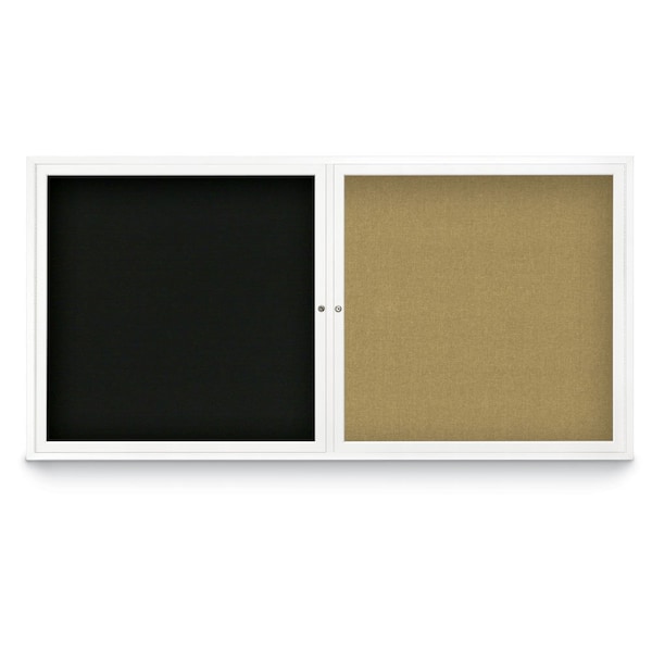 United Visual Products Corkboard, Single Door, Radius Frame, 24x36", Satin/Black UV7001-SATIN-BLACK - main